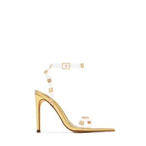 Aurela Clear Strap High Heels - Gold