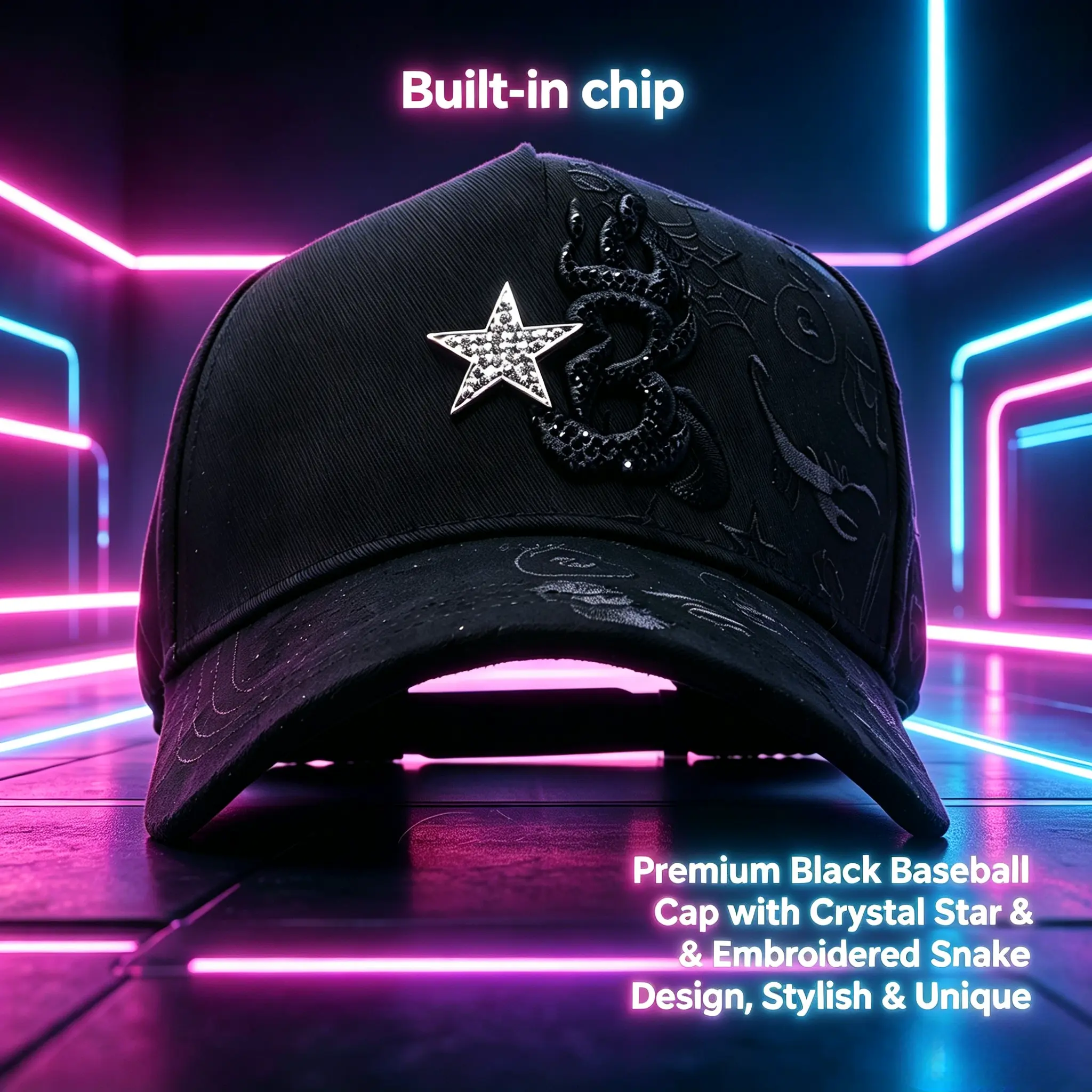 Street Fashion Hip Hop Snapback Hat, Rhinestone Embroidered Gothic Baseball Cap, Adjustable Y2K Streetwear for Men Handcrafted Cap