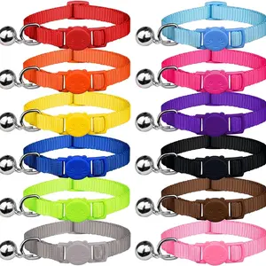 12 Pcs Breakaway Cat Collars with Bell, Colorful Soft Safety Buckle, Adjustable Kitten Collars, Safe Cat Accessories for Pets