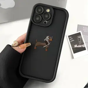 Hot-selling Cute dachshund pattern TPU Case for iPhone 17 Pro Max 16 16e 15 14 Plus 13 12 Mini 11 Air X XS XR Straight Edge Drop-Resistant Rugged Durable Cover Shell Gift 2D printing