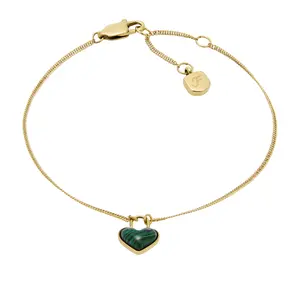 Fossil Women's Sutton Modern Meadows Reconstituted Malachite Heart Chain Bracelet