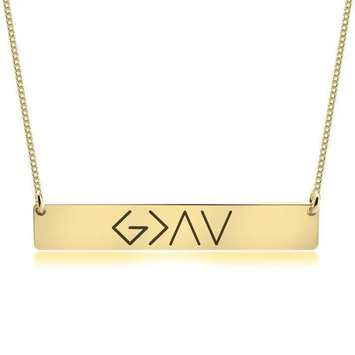 European And American Fashion One Word Horizontal Bar Pendant Necklace