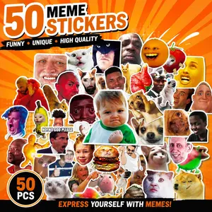 50 clown emoji stickers, internet celebrity emoji, funny characters and animals, stickers for notebooks and luggage, Die Cut Stickers