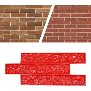 Realistic Texture Concrete Stamping Mold Cement Stamp for Decorative Wall & Floor Concrete Imprinting, Red (19.29 * 7.87 in)