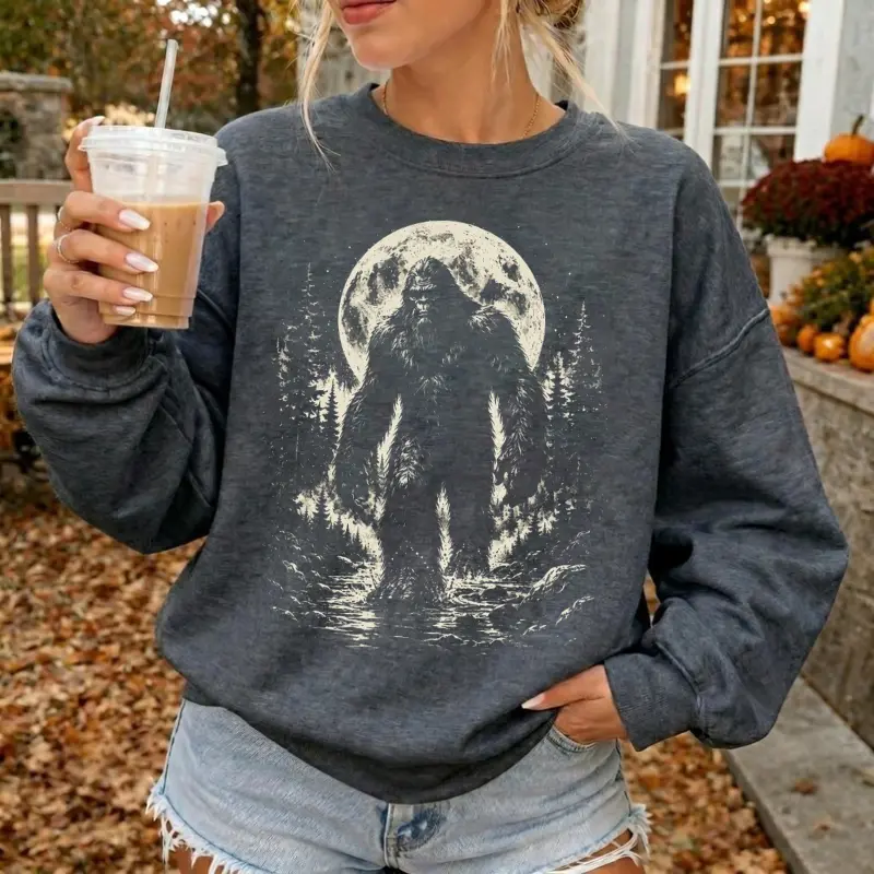 Vintage Bigfoot Sweatshirt, Retro Sasquatch Shirt, Cryptid Camping Sweatshirt