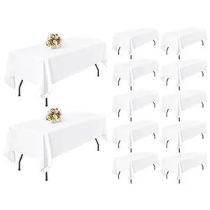 4 12 Pack White Rectangle Tablecloth 60x102 Inch Wedding Tablecloth Baby Shower Bridal Shower Graduation Party Table Decor Easter Decor 2026 Spring Party Decorations Manteles para Mesas Washable Iron Free
