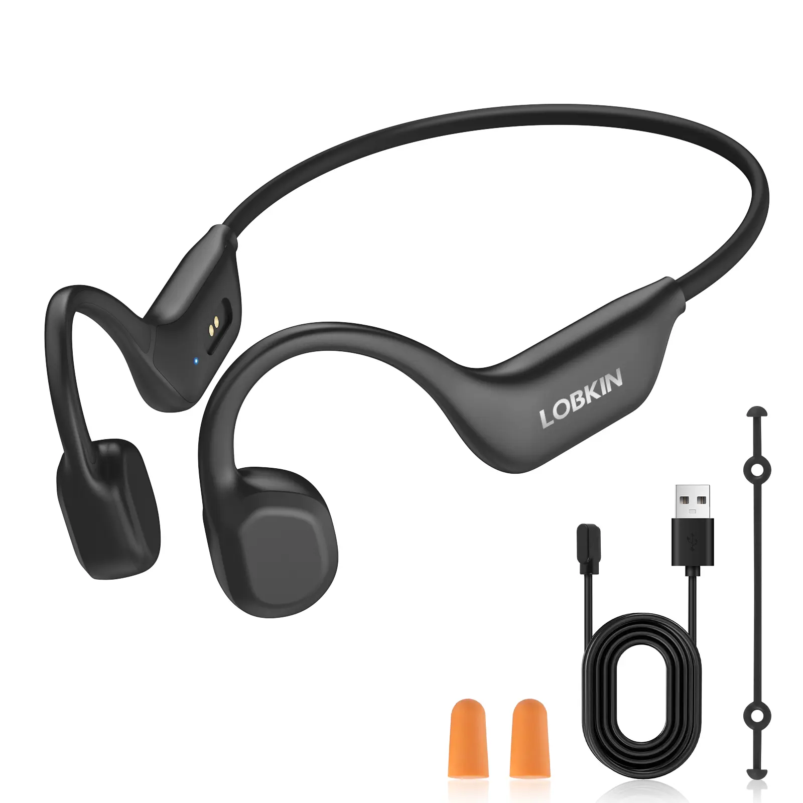 LOBKIN Bone Conduction Headphones, IPX6 Waterproof Open-Ear Sports Headphones with Bluetooth 6.0 and Mic, Wireless Running Headphones for Fitness Cycling Walking