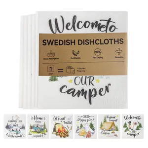 6PCS Swedish Dish Cloths, Reusable Kitchen Towels,  Machine Washable, Multi-Purpose Cleaning Cloths for Kitchen, Household, 6 Pack