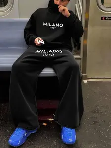 Trendy Knitted Hoodie & Sweatpants Set, Ultra Comfortable Street Style, Loose-Fit Unisex for Fall & Winter Seasons