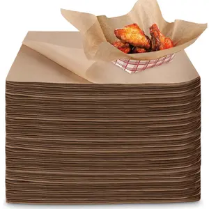 12 x 12 Grease Proof Deli Wrappers (500 Pack) - Pre Cut Natural Wax Paper Sheets - Recyclable Food Basket Liners -Kraft Deli Squares For Sandwiches, Lining Wire Food Baskets, Food Tray Bakeware Utensils