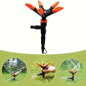 360° Rotating Lawn Sprinkler with Adjustable Nozzle, Automatic Trident Irrigation System, Durable Plastic H-Base Sprinkler for Large Coverage Even Water Distribution, Ideal for Lawns, Gardens & Landscaping