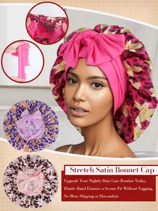 Silk Sleep Cap with Elastic Band, Loose-Fitting Silk Headband for Beauty Makeup, All-Seasons Casual Sleep Hat, Comfortable Bath Cap, Haircare, Sleep Bonnets