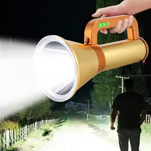 1pc Powerful LED Lantern, High Lumen Brightness, Portable Outdoor Flashlight, USB Rechargeable 4 Modes Spotlight, Multifunctional Large Searchlight, Handheld Torch for camping, fishing, maintenance, Emergency Lighting