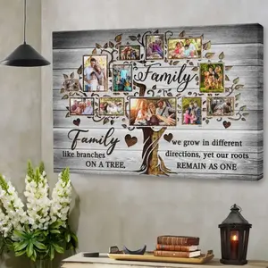 2D Flat,  Personalized Canvas Prints, Custom Photo, Gifts for Parents, Gifts for Grandparents, Family Photo Tree, The Best Thing In Life Are Dem Canvas. whimsical home decor,Wall art