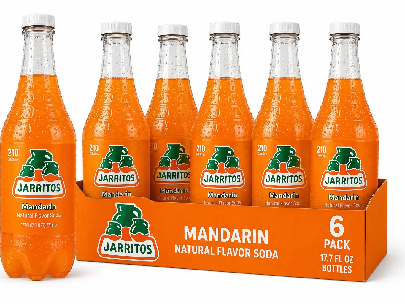 Jarritos - Mexican Soda Soft Drinks, Tamarind (17.7 oz, 524ml) 6 Bottles - Made with Real Cane Sugar - 0g Fat - Made in Mexico - Natural Flavor Soda Pop - Party & BBQ Beverages