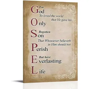 John 316 KJV Bible Verse Poster Christian Art Canvas Print Aesthetic Decor Bedroom Bathroom Preppy Dorm Home Posters Garage Decor 20x30inch(50x75cm) Frame-style