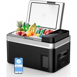 12 Volt Refrigerator, 37QT(35L) 12V Fridge with APP Control, Compressor Electric Cooler, 12V Cooler 12/24V DC 110-240V AC, Portable Freezer -13 ℉ ~68 ℉   for Home, Camping, Travel, Truck (Dark Black)
