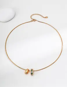 Rainbow Zircon Necklace, Sterling Silver Colorful Gemstone Pendant, Dainty Circle Charm, Minimalist Everyday Jewelry, Gold Stacking Necklace