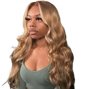 Megalook 13x6 Three-Go Glueless Lace Front Wig Body Wave Ombre Blond Pre Cut & Pre Plucked 100% Human Hair with Drawstring for Everyday Wear
