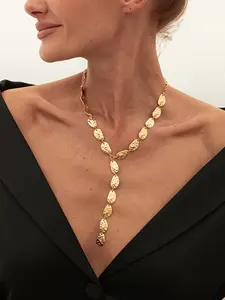 Irregular Baroque Y-Shaped Clavicle Chain Necklace, Cold Style Flat Collarbone Pendant, Perfect for Party Holiday Daily Wear, Modern Versatile Accessories, Modern Fashion Accessories