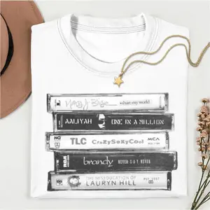 Vintage 90s Female Singers Shirt, R&B Cassette Tape Shirt, Aaliyah, Music Graphic Tee