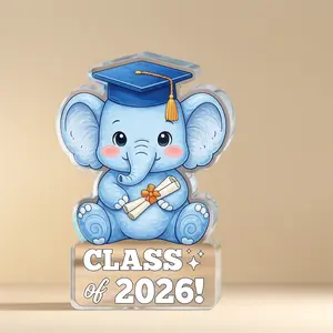 Cute Elephant Graduation Acrylic Block (5"x3.4" & 0.6" Thickness), Graduation Gifts for Kids - Class of 2026 Gifts for Girls, Boys, Son, Daughter – Preschool, Elementary, Middle school Graduate Gift