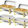ROVSUN 2/4 Packs Gold Chafing Dishes for Buffet, 9QT High Grade Chafing Dish Buffet Set, Rectangular Stainless Steel Chafers and Buffet Warmers Sets for Parties Weddings Catering,TikTokShopBlackFriday