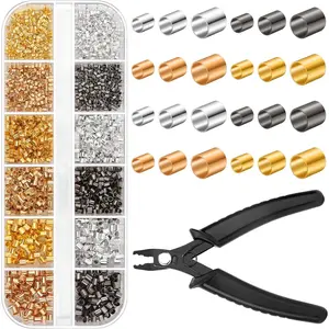 Crimping Beads for  Making, 2200 count Crimp Tubes with Crimping Pliers for Earring Necklace Bracelet DIY  Making(3 Sizes, 4 Colors)
