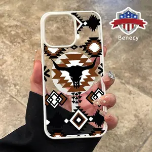 Magnetic Phone Case Supports Wireless Charging for iPhone 15 16 14 Pro Max 13 12 11 XR XS Plus E Retro Western Cowboy Pattern Anti-Yellowing Shockproof durable ultra-thin Crystal Transparent Acrylic Cover