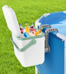 Pool Cooler for Above Ground Pools Wall Mounted Insulated Poolside Cooler Hanging Ice Chest Holds Up to 14 Cans & 7 Bottles Safe Portable Drink Cooler for Summer Parties