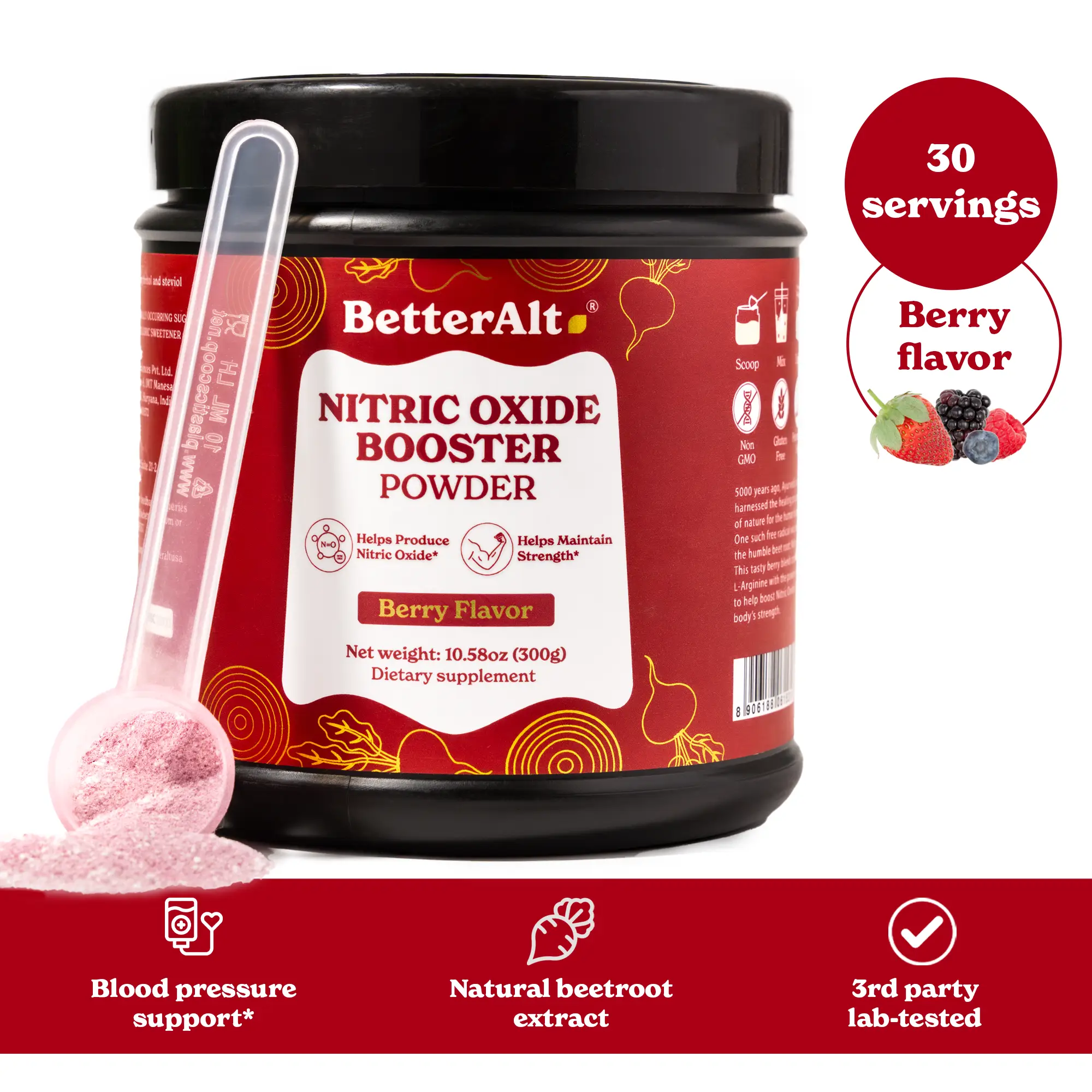 BetterAlt Nitric Oxide Booster | L-Citrulline DL-Malate & L-Arginine | Improves Stamina, Recovery | 1-Month Pack Dietary Supplement