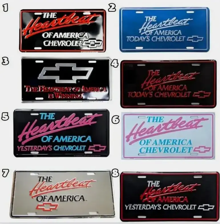 Chevy The Heartbeat Of America License Plate, Multicolor Car Exterior Accessories, Number Plate