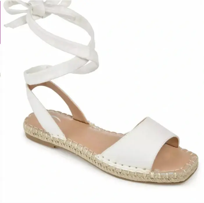 Journee Collection White Espadrille Sandals with Ankle Strap