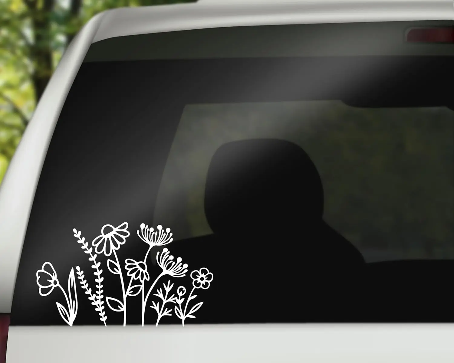 Wildflowers Decal |   Boho Floral Decal |   Girly Vinyl Sticker |   Wildflowers Car Decal Bumper Sticker for Window Laptop Tumbler |   7" x 4" Size White |   Made in USA