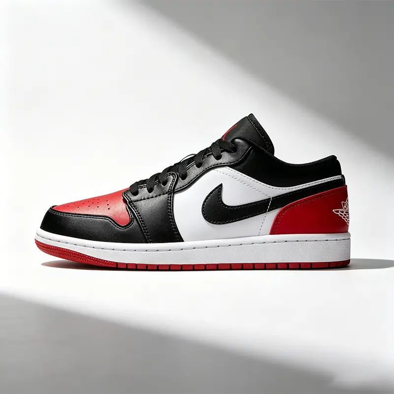 Men's Jordan Air Jordan 1 Low Retro Basketball Shoes, Black-Red Colorway, Simple and Comfortable