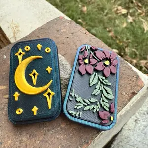 TRL3d 3 Click 3D Printed Fidget Slider Haptic Slider with 12 Magnets Moon & Floral Editions for Stress Relief and Focus