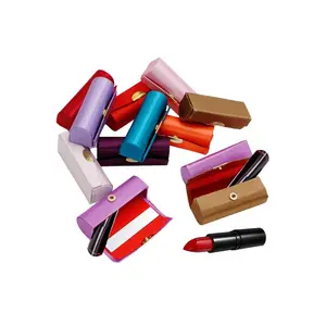 Faux Silk Polyester Lipstick Case Holder w/ Mirror