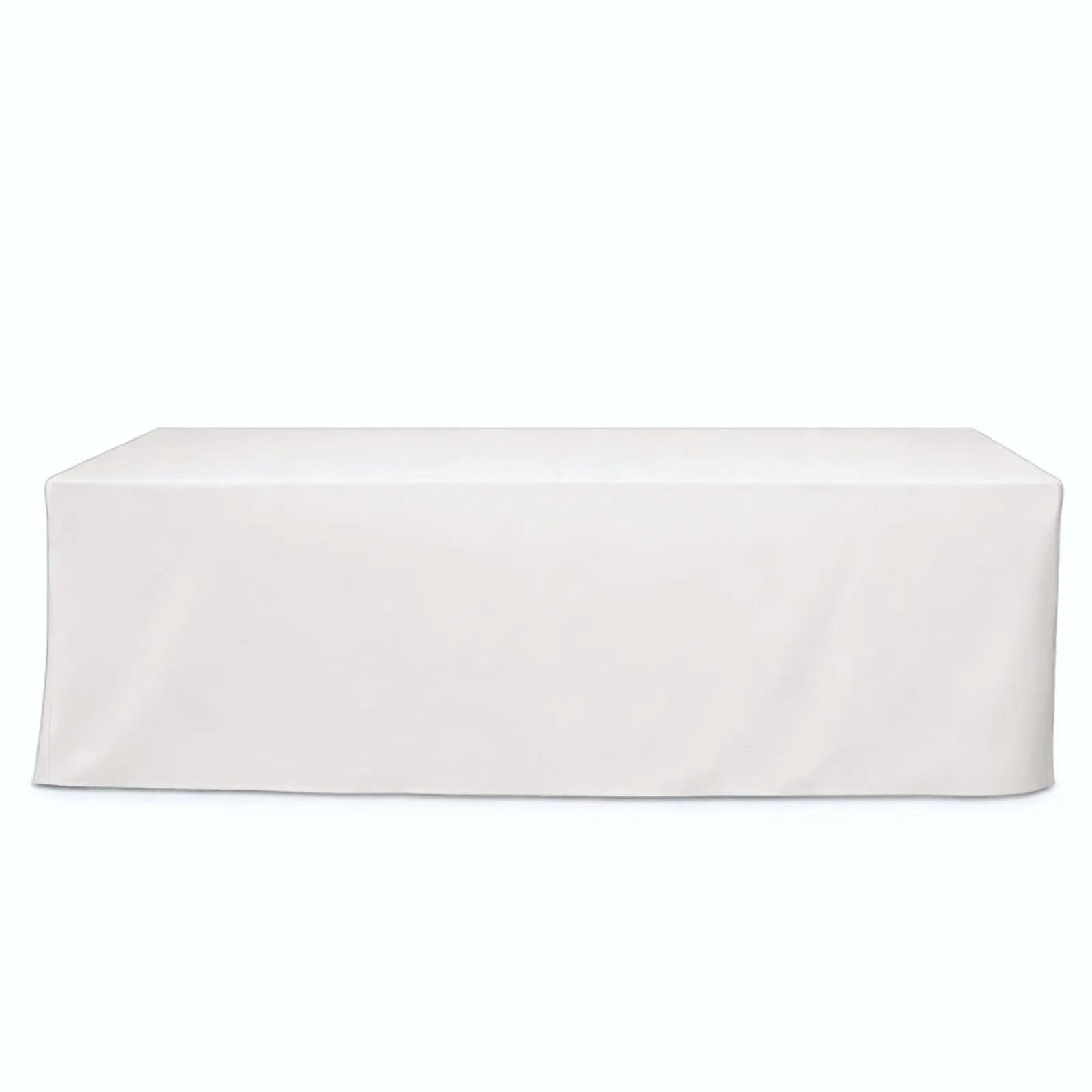 Fitted Polyester 96"x30" Rectangle Tablecloth White - Durable and Easy to Maintain Table Cover for Trade Shows, Catering & Events