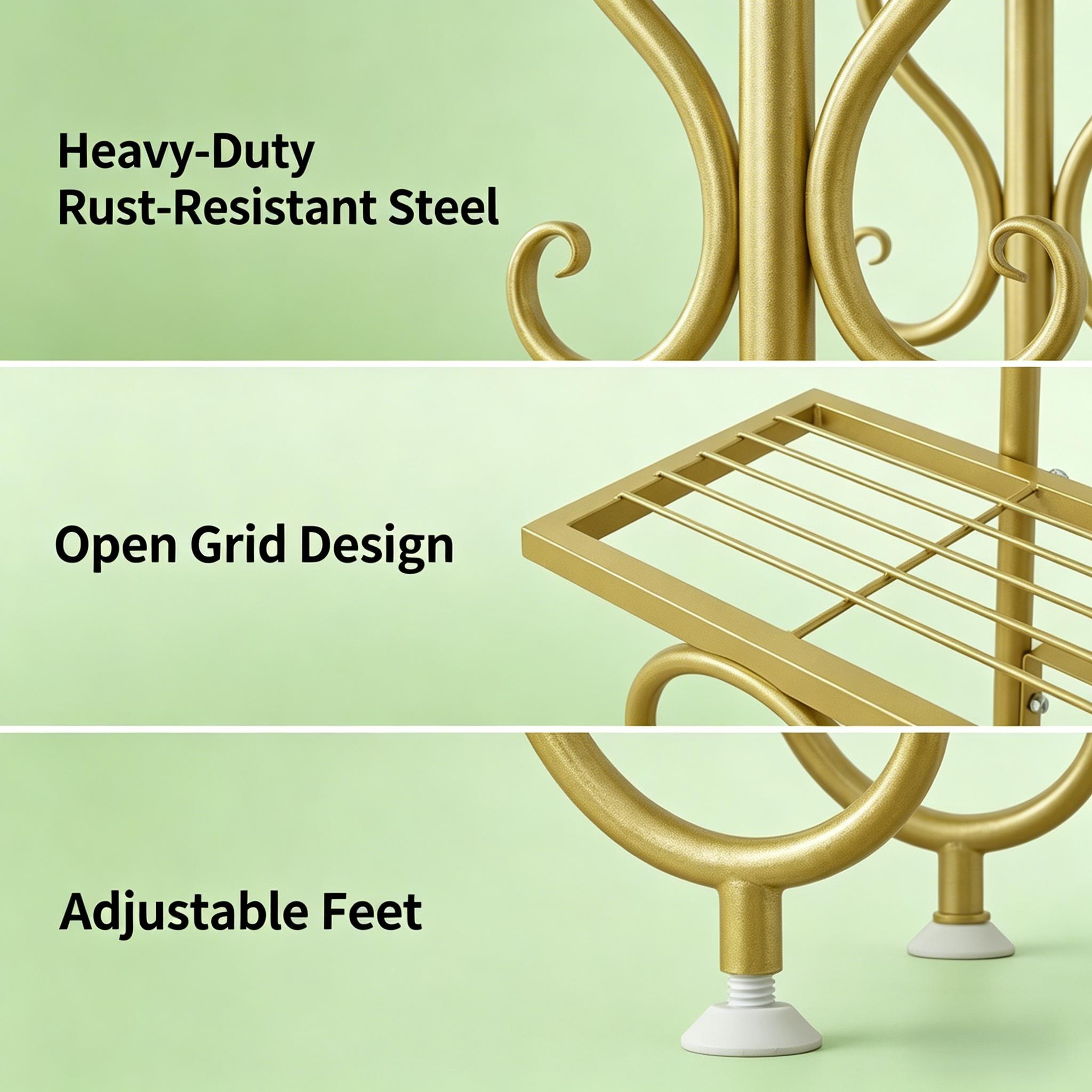 4-Tier Tall Corner Plant Stand, Metal Indoor Outdoor Flower Pot Shelf for Living Room & Balcony Decor, Holds 4 Pots