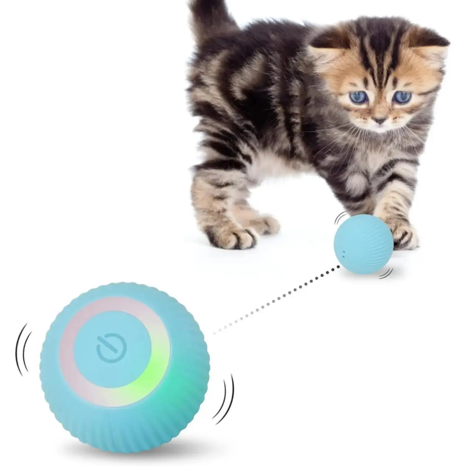 Interactive Cat Toy Ball, 1 Count USB Rechargeable Automatic Cat Toy with LED Lights, Indoor Activity Rolling Toy, Fun Gift for Cats, Christmas Gift