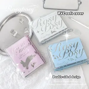 Unique Korean Style Notebook Double Mirror Six Hole Loose Leaf Detachable Personal Daily Journal Cute DIY Blue Melody Pink Rabbit Stationery for School Office Students