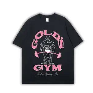 Women's Gold's Gym Palm Spring California Short-Sleeve Seamless Top, Unisex 100% Cotton Heavy Pre-Washed Classic Fit Comfortable Streetwear Tee (S-3XL, t0110)
