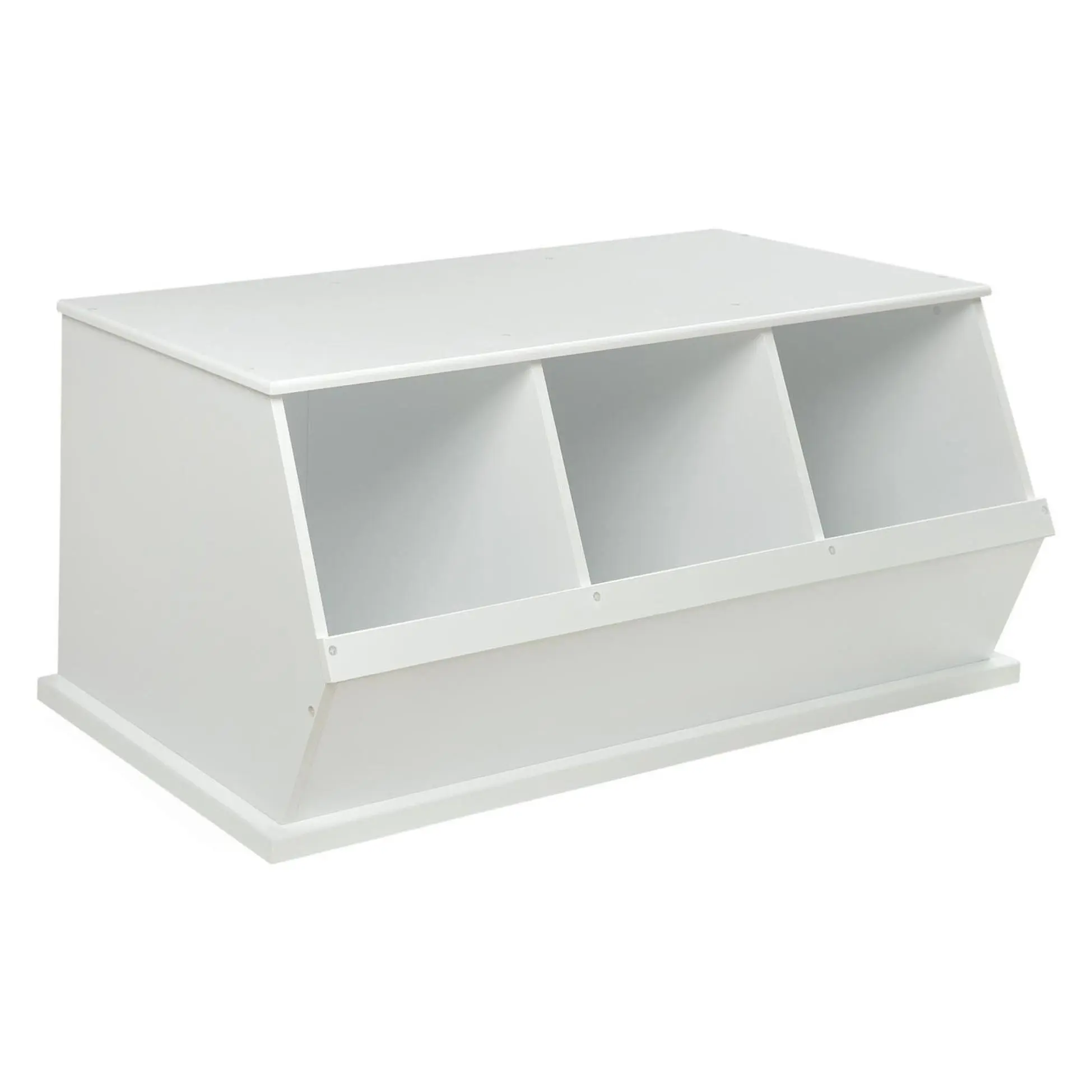 Badger Basket Three Bin Stackable Toy Storage Cubby White Badger Basket Three Bin Stackable Toy Storage Cubby White