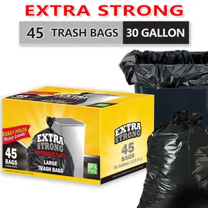 45 Bags 30 Gallon Black Disposable Large Trash Bags For Large Kitchen Trash Can, UltraStrong 45 Count 113.5L Multipurpose Cleaning Supplies For Industrial, Garden, Home,Commercial -Durable, Leak-Proof, Easy To Use Garbage Bag