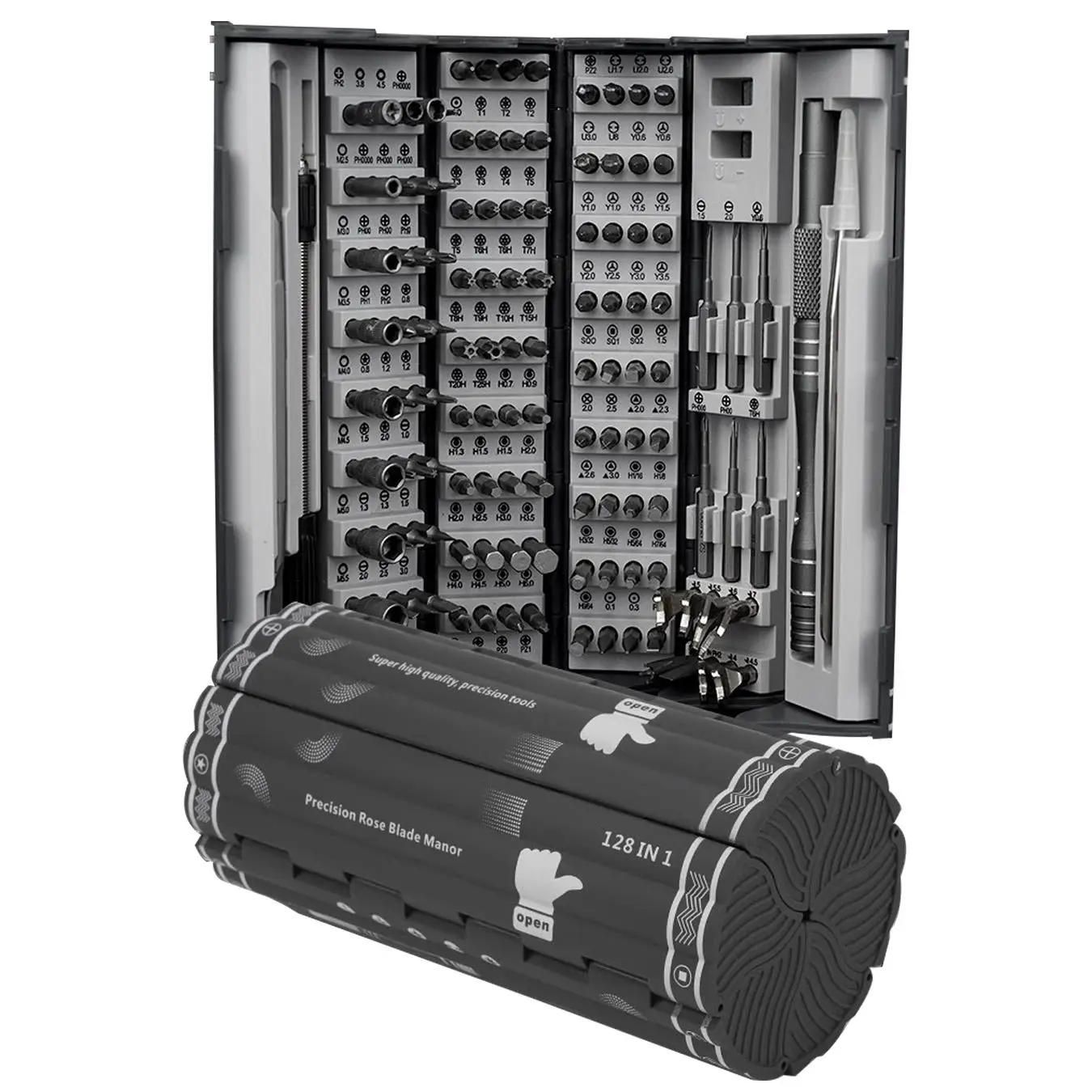 128 in 1 Magnetic Manual Screwdriver Set, Mobile Electronic Repair Tool Set Suitable for Laptops, for PS5, Glasses, Watches, Sunglasses, Furniture, DI