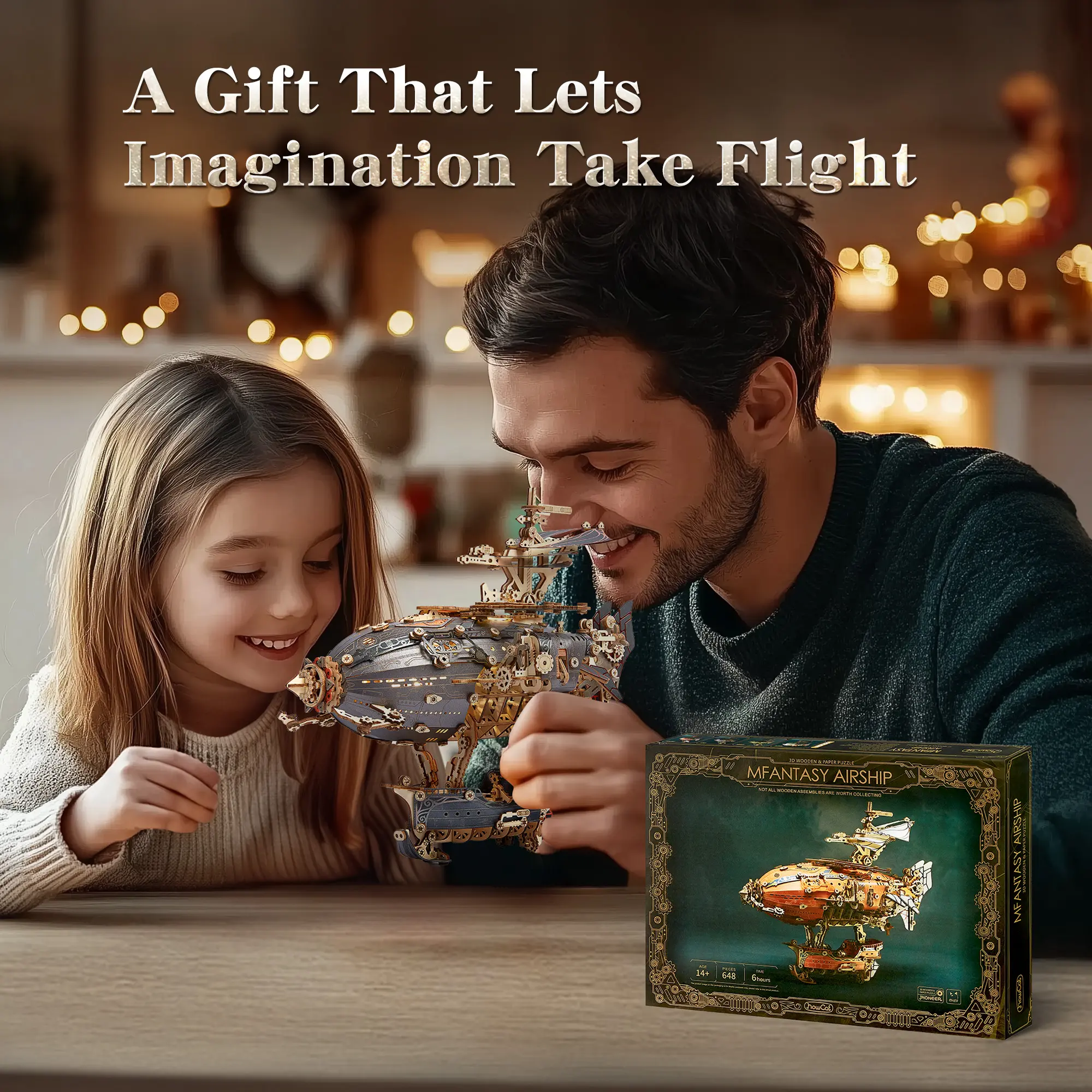 SummerVibes Unique Model】FUNPOLA LED 3D Wooden Puzzle Fantasy