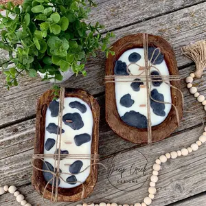 Wood Wick Cowprint Dough Bowl Candle