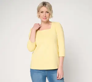 Ree by the Pioneer Woman Essentials Square Neck Elbow SleeveTop