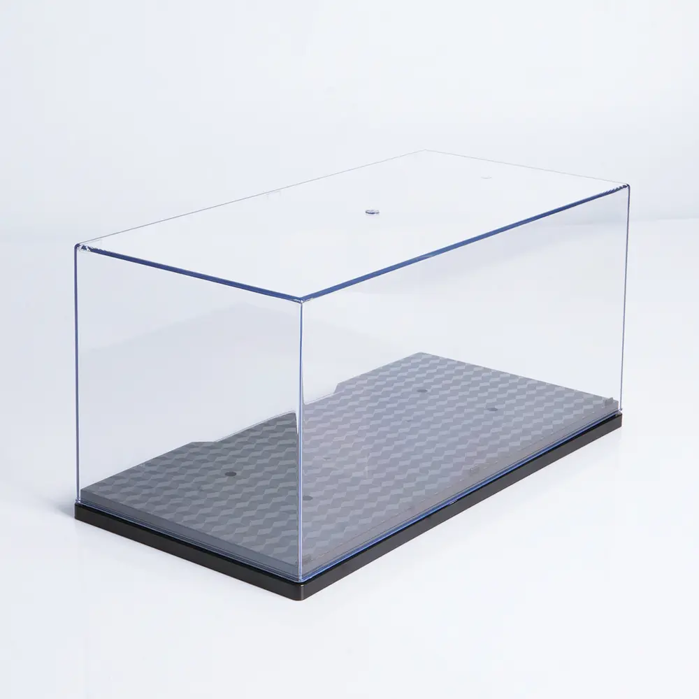 1 Pcs Dustproof Acrylic Display Case with Plastic black Base - 1:24& 1:32 Scale Car Model Showcase, Durable Clear Collector's Storage Box for Die-Cast Cars, Building Block Figures, Collectible Figurines & Alloy Toys Gift for Enthusiasts, Sleek Design