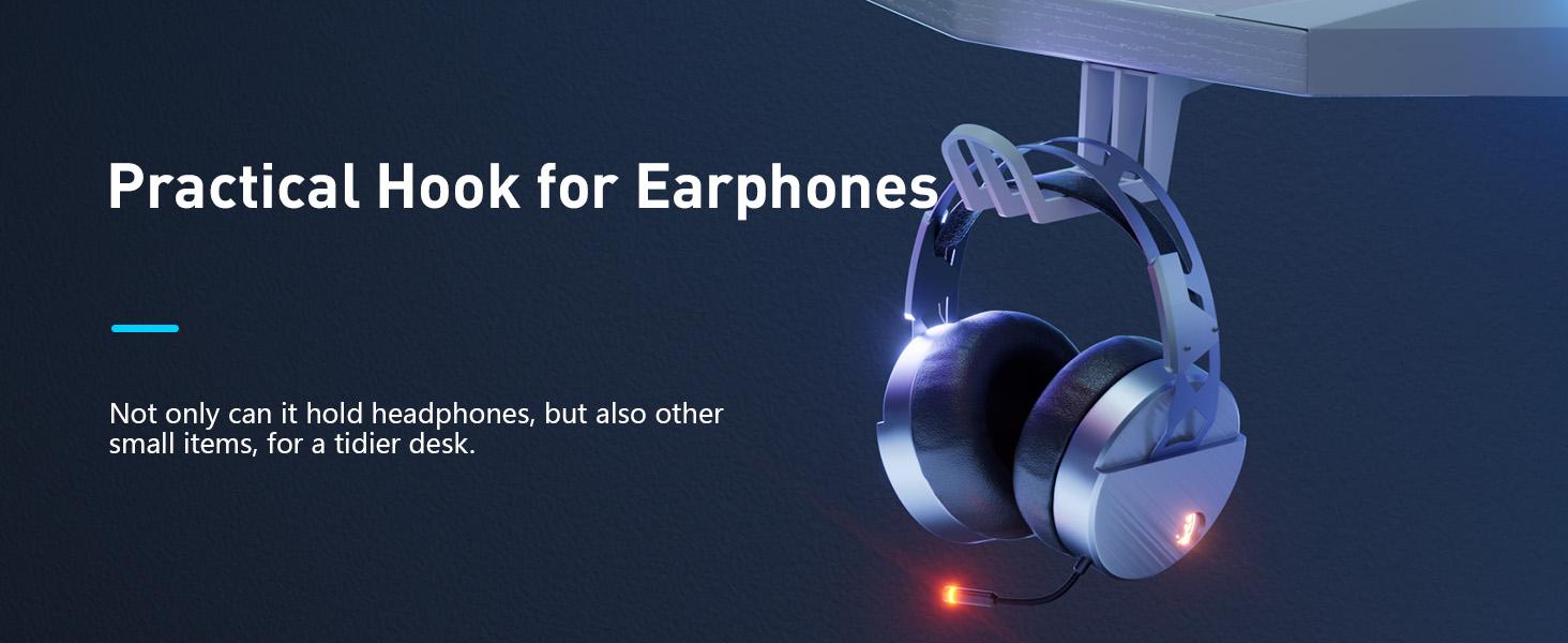 Ecofurnix 47/55/63 Inch Gaming Desk with LED Lights Carbon Fibre Surface Gaming Table Large Computer Desk Ergonomic Home Office Desks Z Shaped PC Gamer Workstations with Cup Holder & Headphone Hook White pu recliner leather adjustable work from new